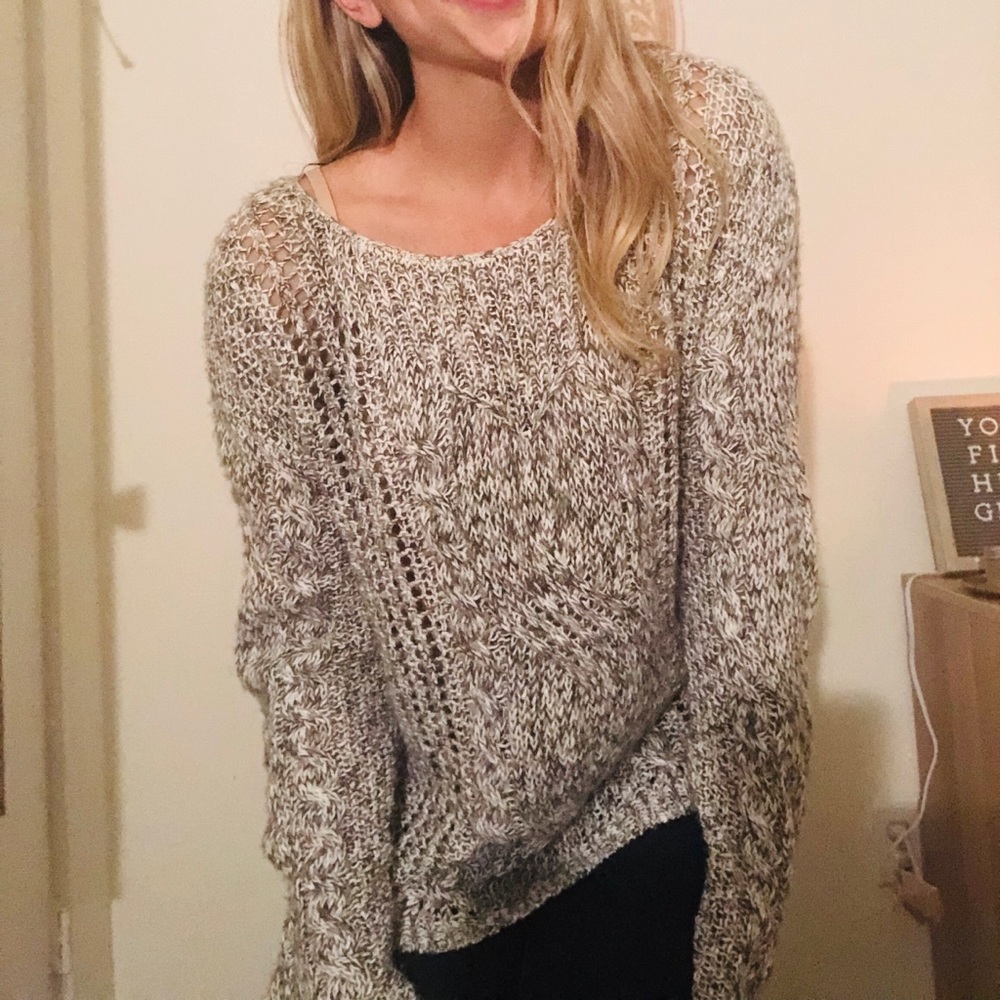 Free People Grey Knotted Sweater